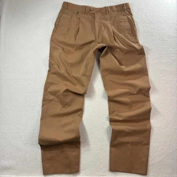 VTG Facconable Chino Pants Mens 38x38 Brown Albert Goldberg Open Hem Pleated NWT - Picture 3 of 7